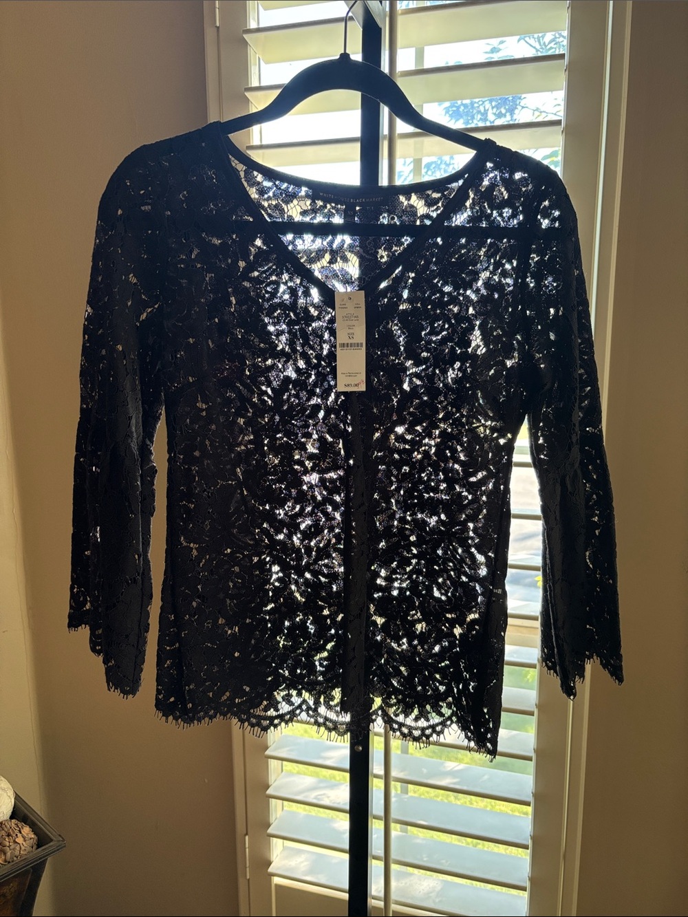 White House Black Market Black Lace Camisole